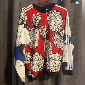Adidas Pineapple All Over Print Sweatshirt Crew Neck Women's size M